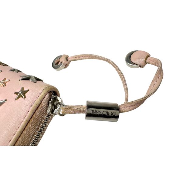 Jimmy Choo Filipa Zip-Around Long Wallet in Pink Leather Multi-Tone Star Studded - Picture 12 of 16